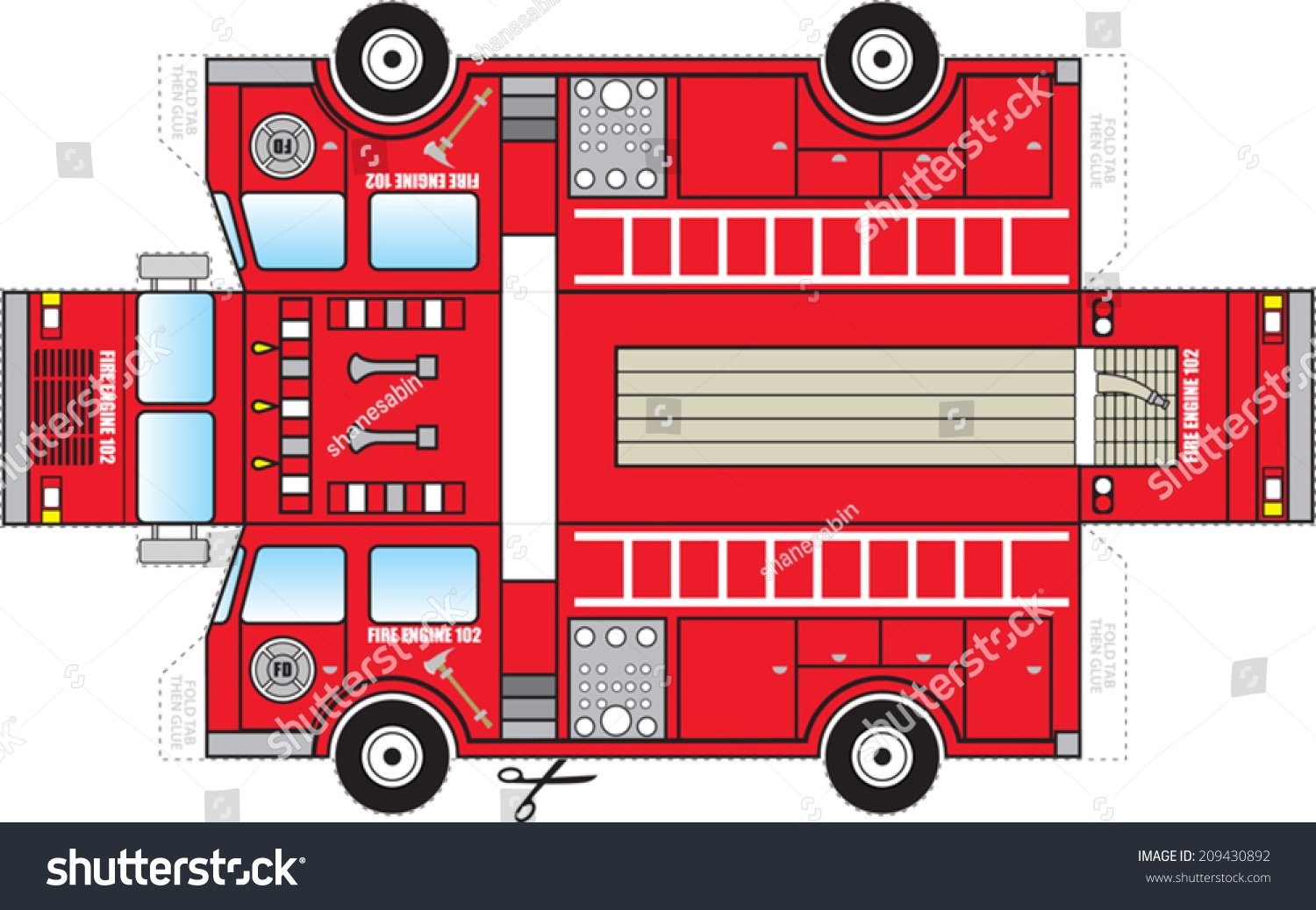 Fire Truck Cutout This Fire Truck Stock Vector Royalty Free 209430892 Shutterstock