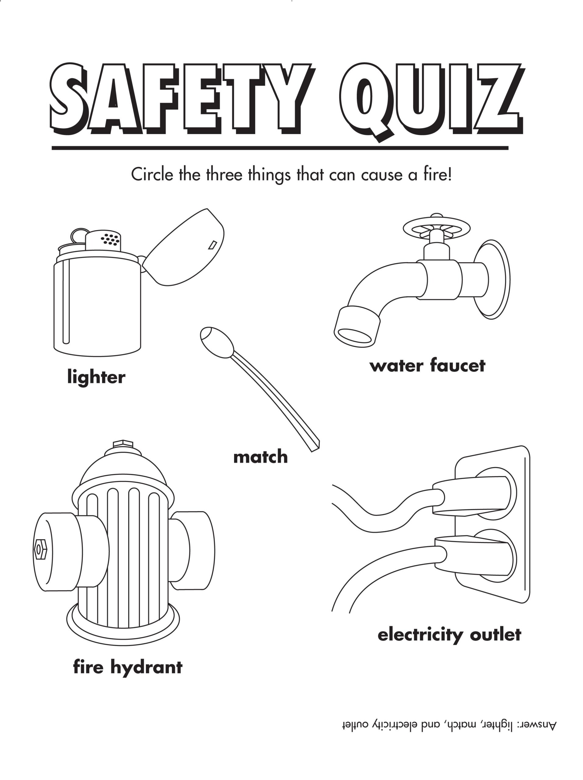 FireSafety Quiz Freeprintable coloring activity Fire Safety For Kids Free Fire Safety Worksheets Fire Safety Free