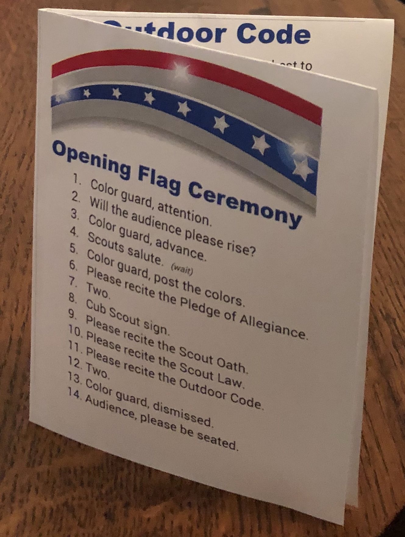 Flag Ceremony Pocket Version Scout Salute