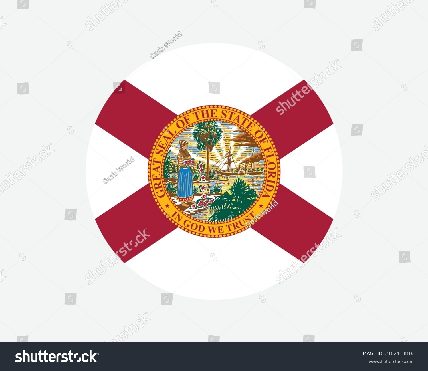 Florida Usa Round State Flag Fl Stock Vector Royalty Free 2102413819 Shutterstock