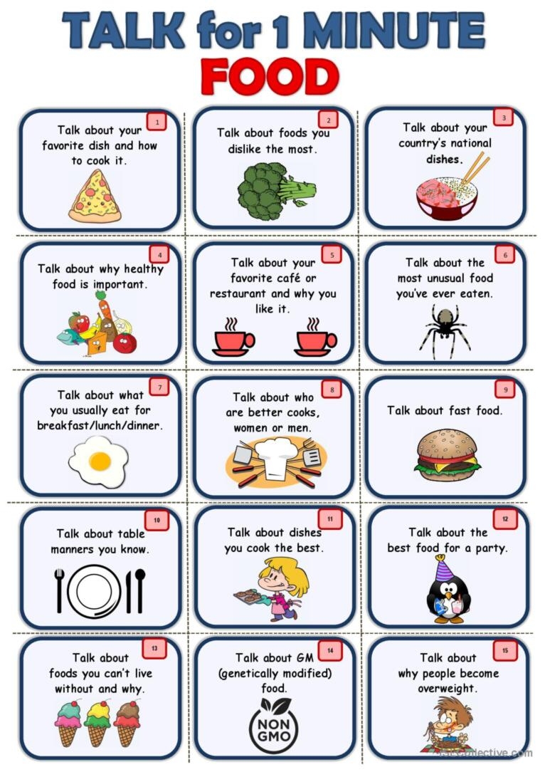 FOOD Speaking Cards Discussion Sta English ESL Worksheets Pdf Doc