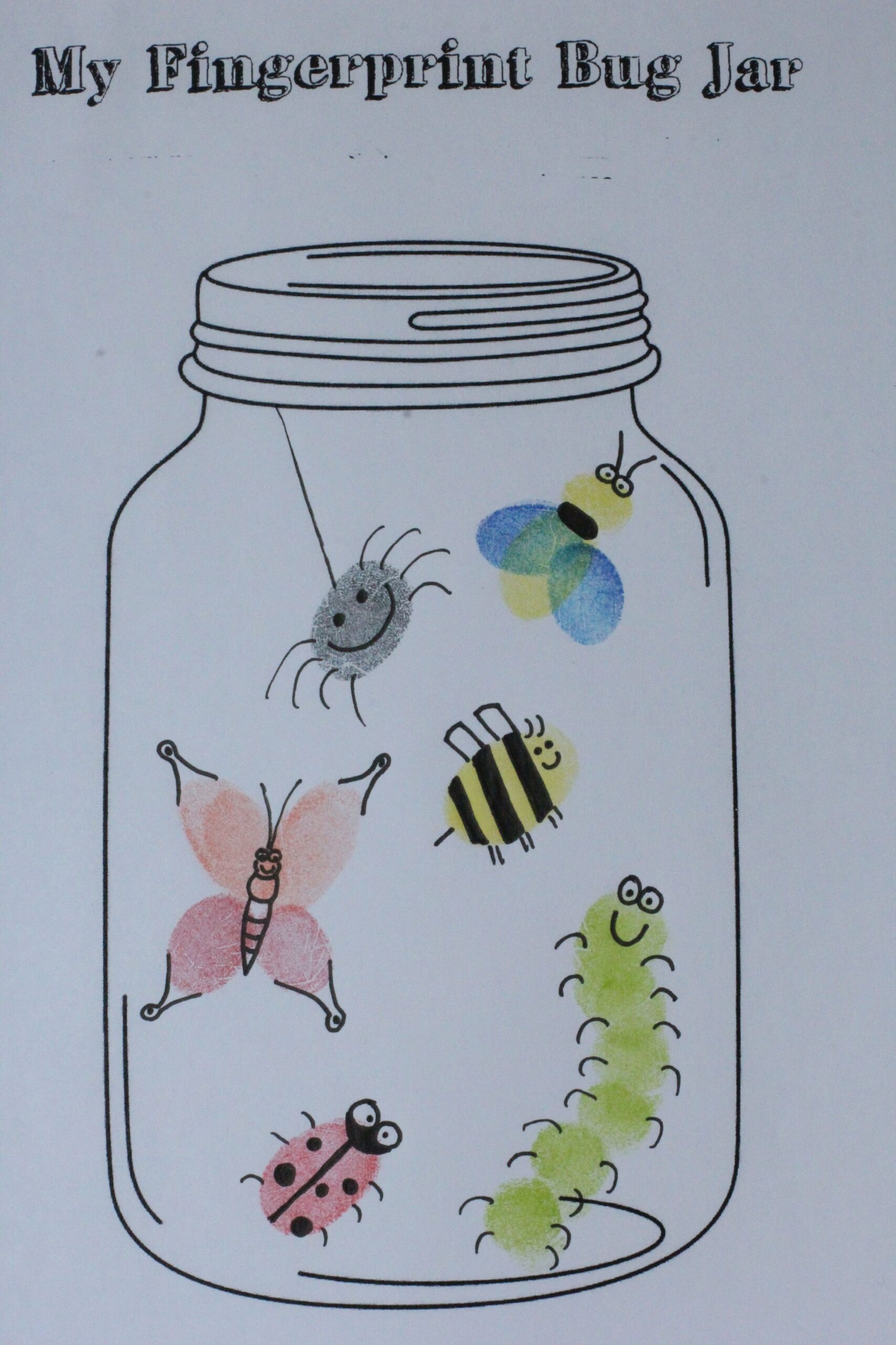 Found This FREE Mason Jar Printable http avirtuouswoman Fingerprint bug jar printable Such A Insect Crafts Preschool Art Classroom Crafts