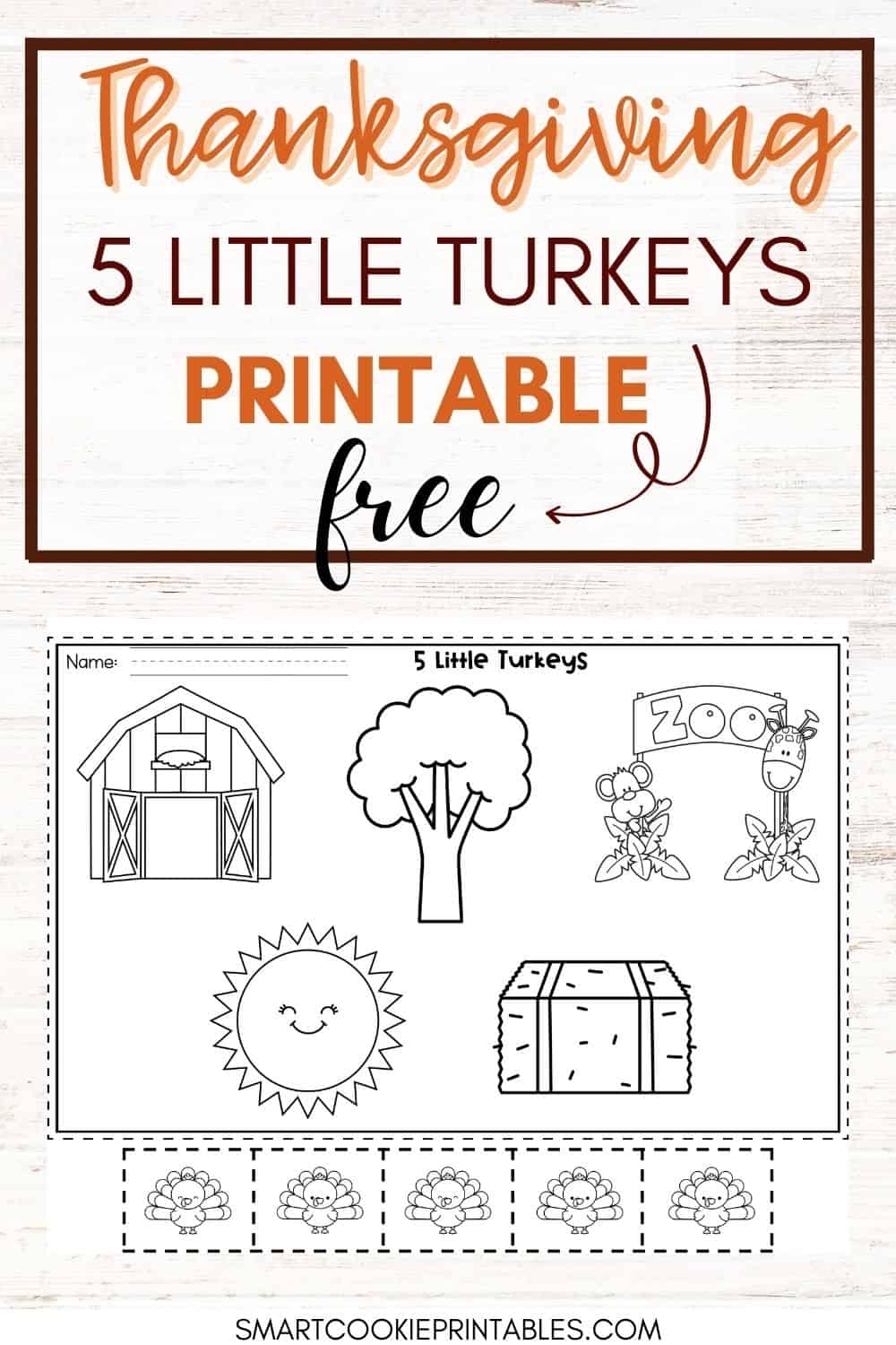 Free 5 Little Turkeys Storyboard Printable Activity For Kids Smart Cookie Printables