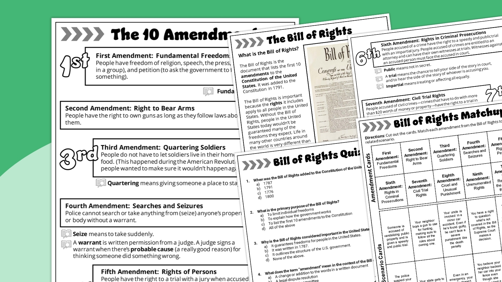 Free Bill Of Rights Worksheet Bundle