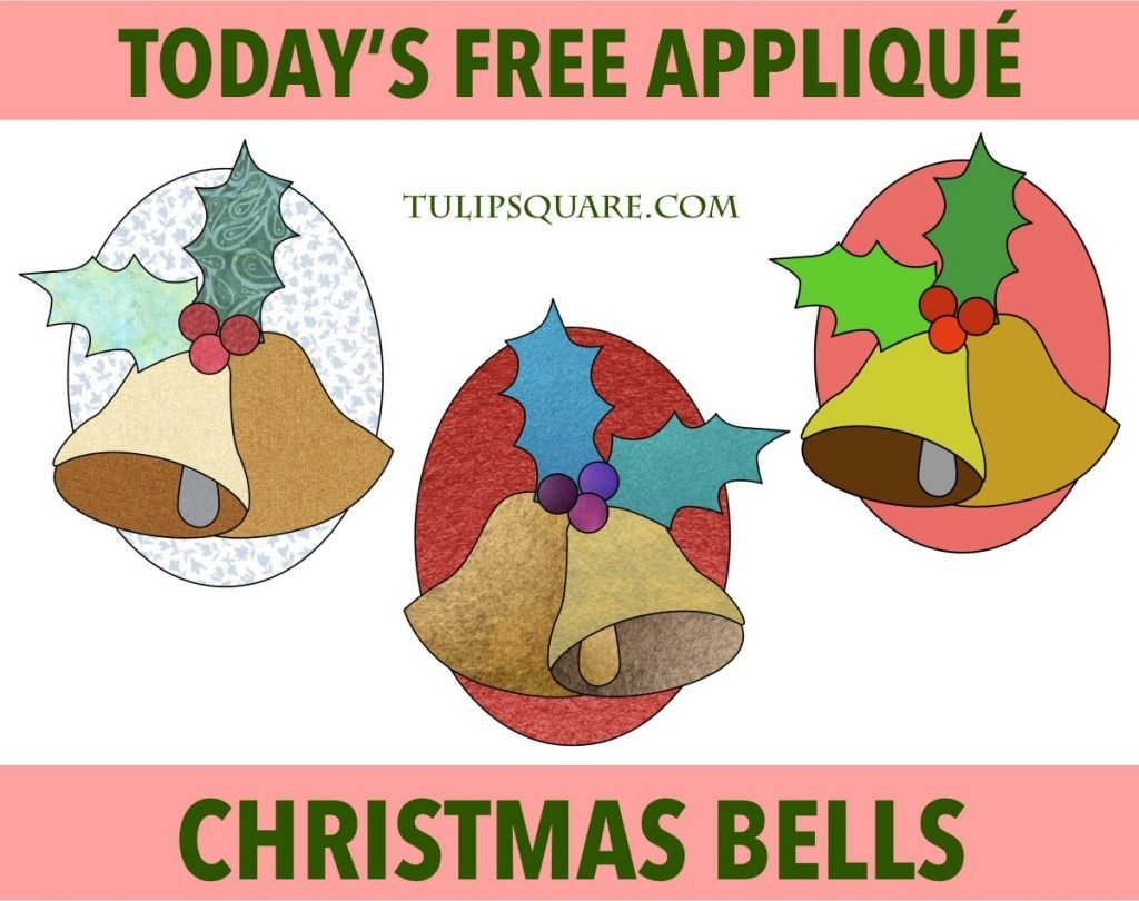 Free Christmas Appliqu Pattern Bells And Holly TulipSquare