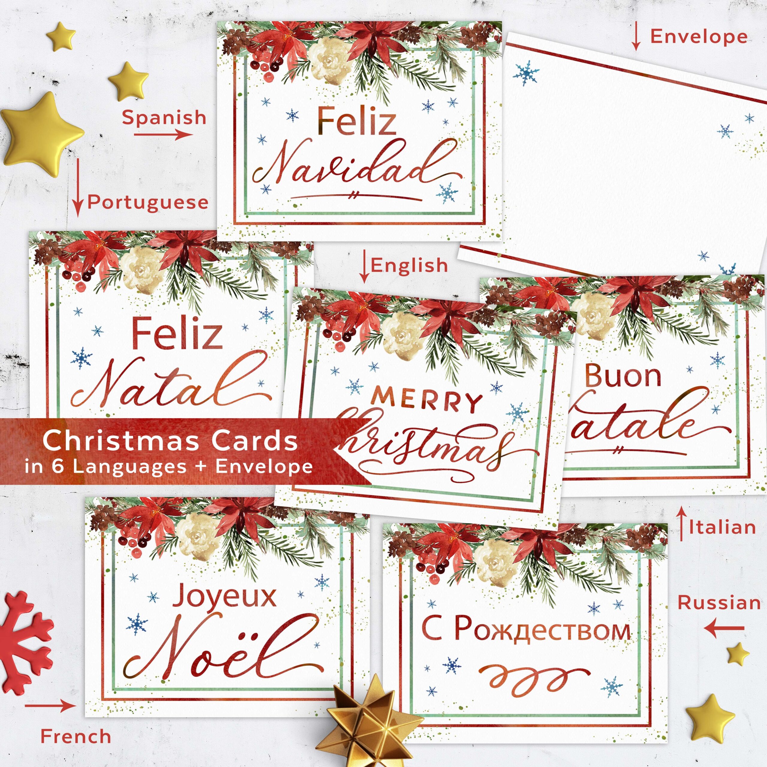 Free Christmas Cards In 6 Languages English Spanish Italian Russian Portuguese French Ministering Printables