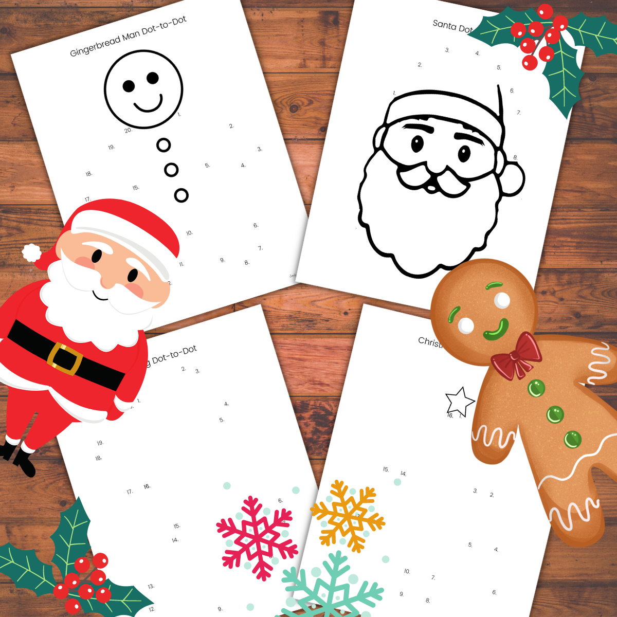 Free Christmas Dot To Dot Printables Instant Downloads 