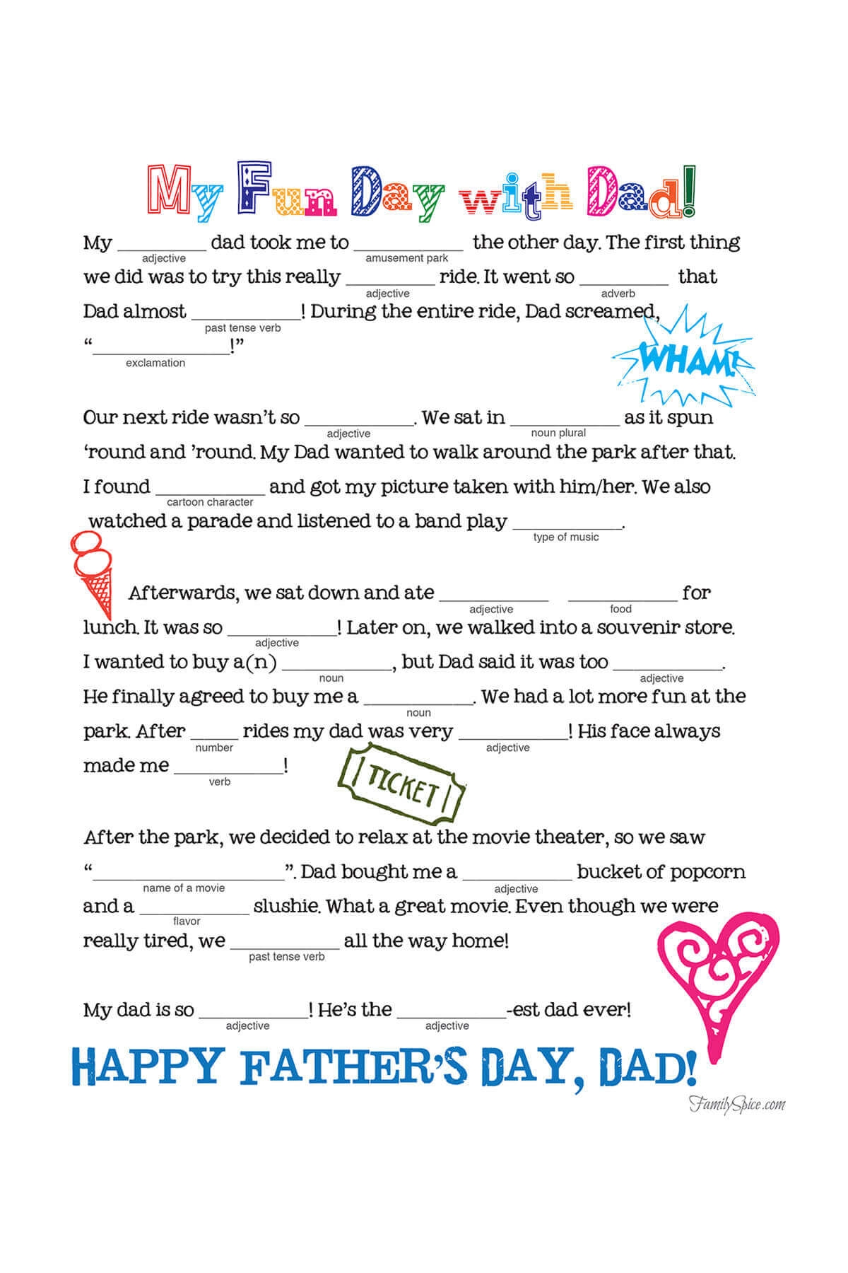 Father'S Day Mad Libs Printable