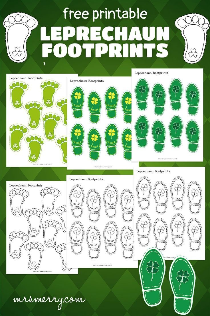 Free Leprechaun Footprints Printable For St Patrick s Day Mrs Merry Lucky The Leprechaun St Patrick Day Activities Leprechaun