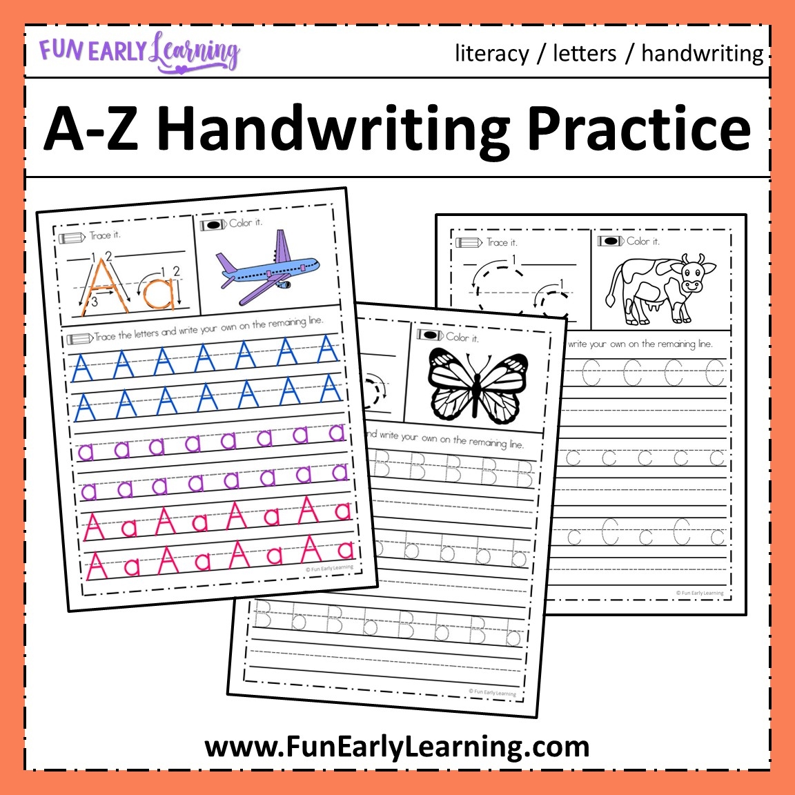 Free Letter Tracing Worksheets A Z Handwriting Practice Fun Early Learning