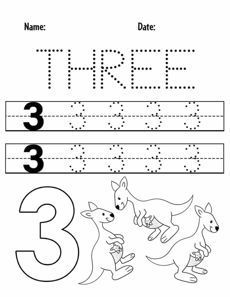 FREE Number 3 Worksheets For Preschool The Hollydog Blog