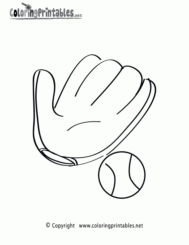 Free Printable Baseball Glove Coloring Page
