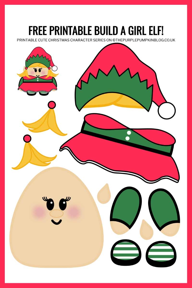 Free Printable Build A Girl Elf Template Christmas Paper Craft 