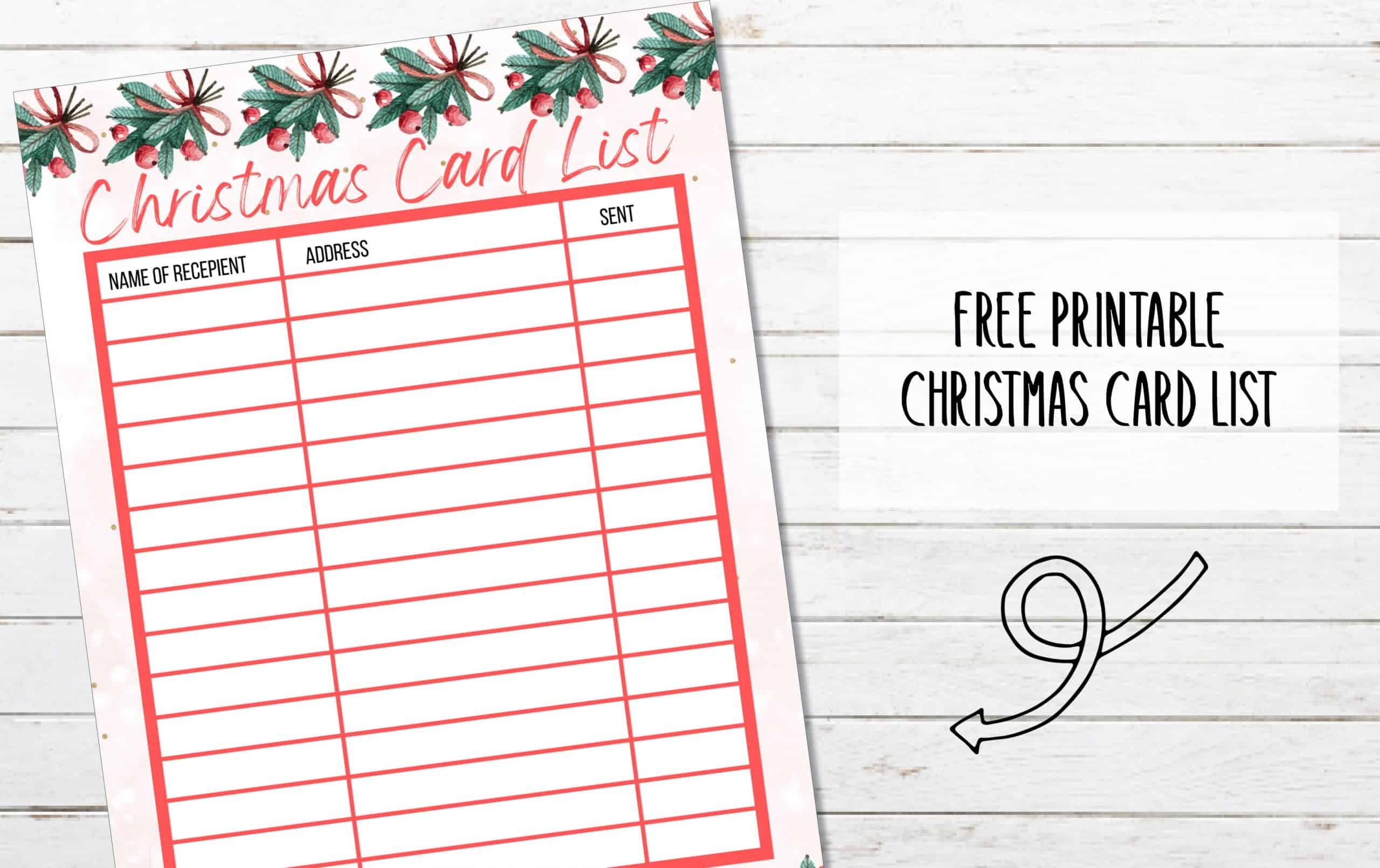 FREE Printable Christmas Card List My Printable Home