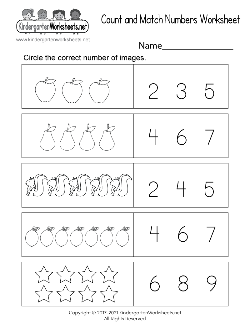 Free Printable Count And Match Numbers Worksheet