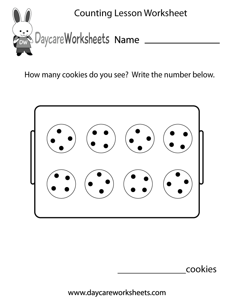 Free Printable Counting Lesson Worksheet For Preschool