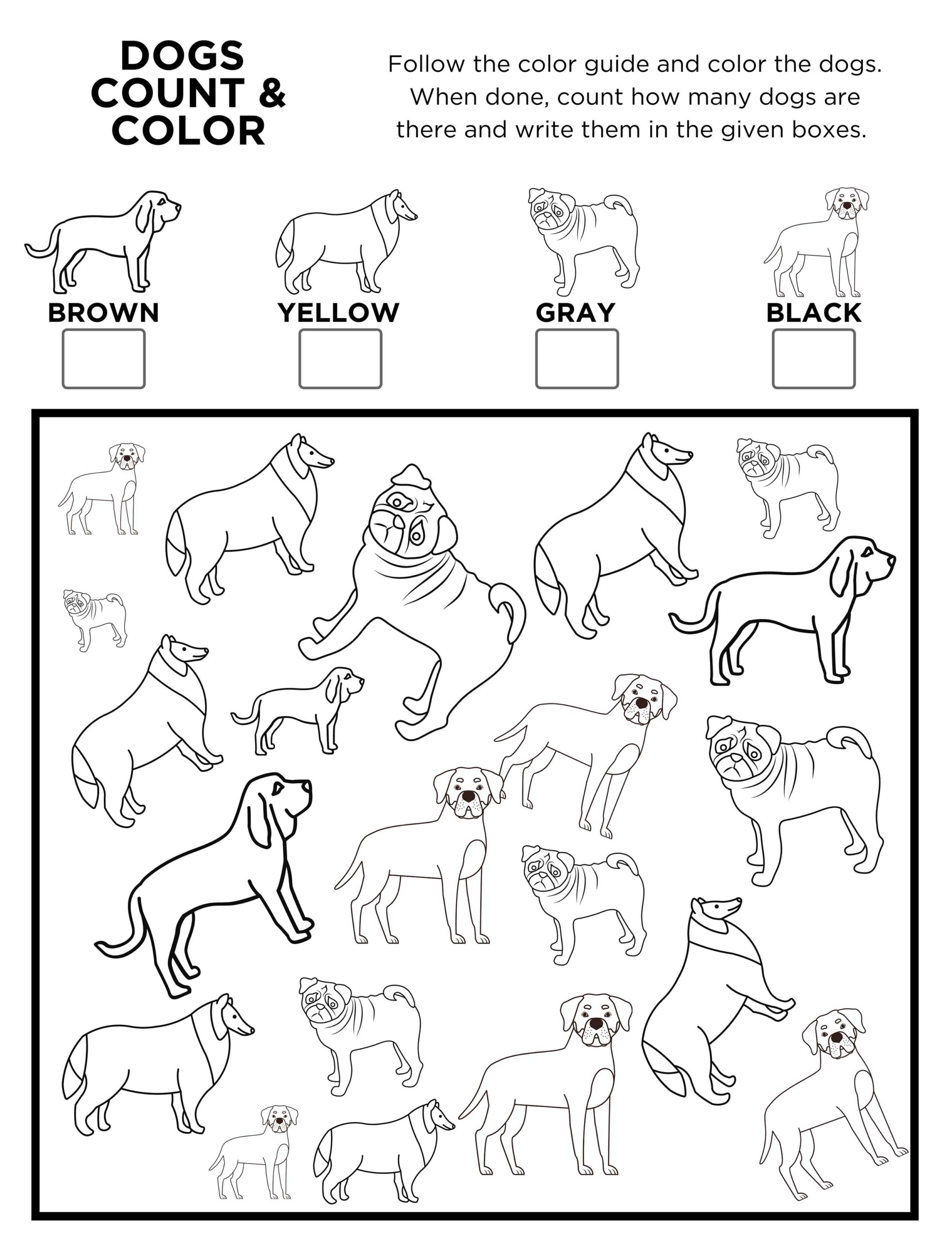 Free Printable Dog I Spy Count And Color Activity Page For Kids