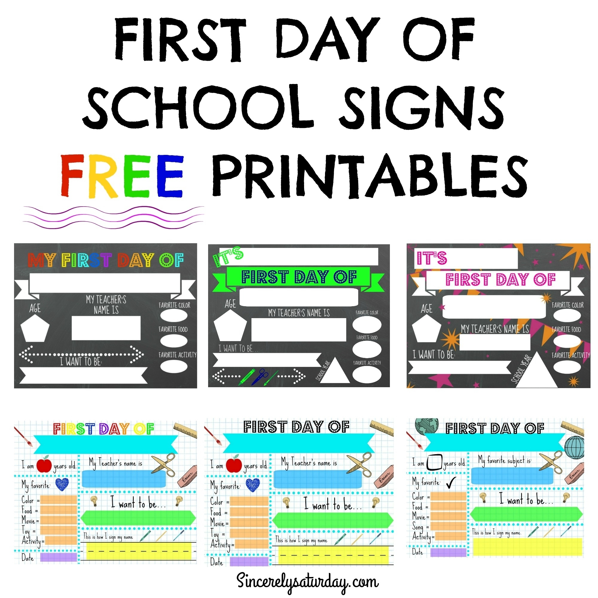 1St Day Of Preschool Sign Printable