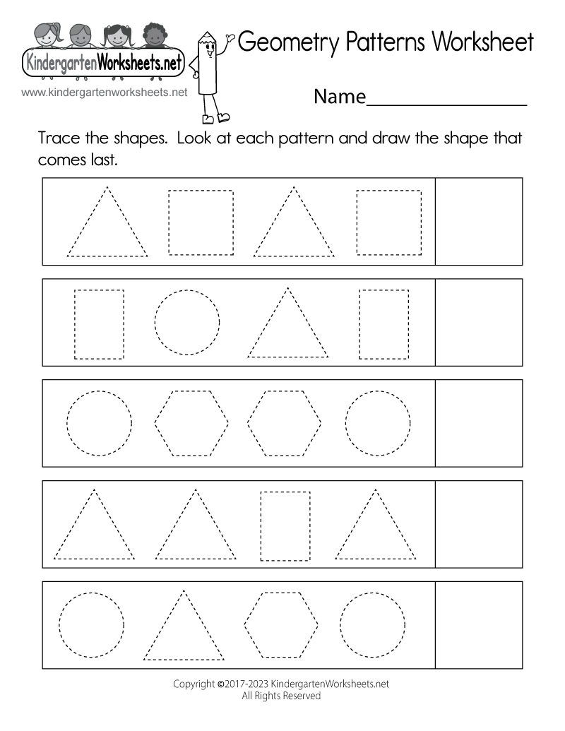 Free Printable Geometry Patterns Worksheet