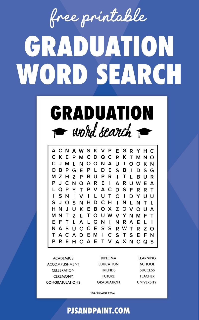 Free Printable Graduation Word Search Pjs And Paint