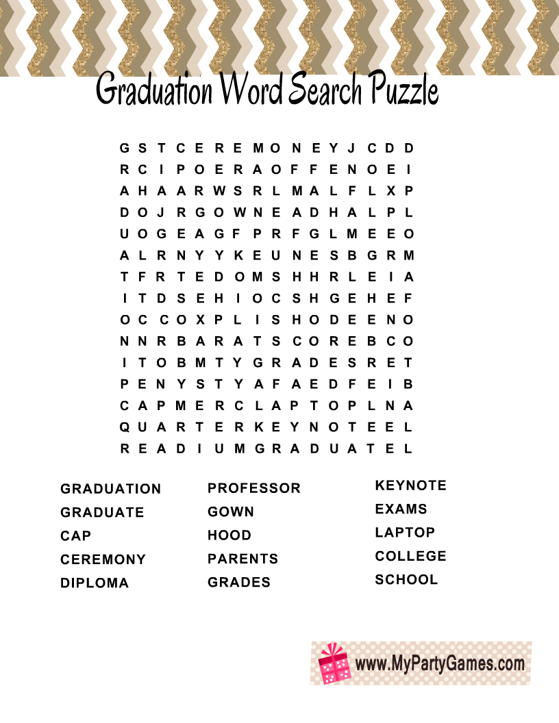 Free Printable Graduation Word Search Puzzle Graduation Words Word Search Puzzle Graduation Games