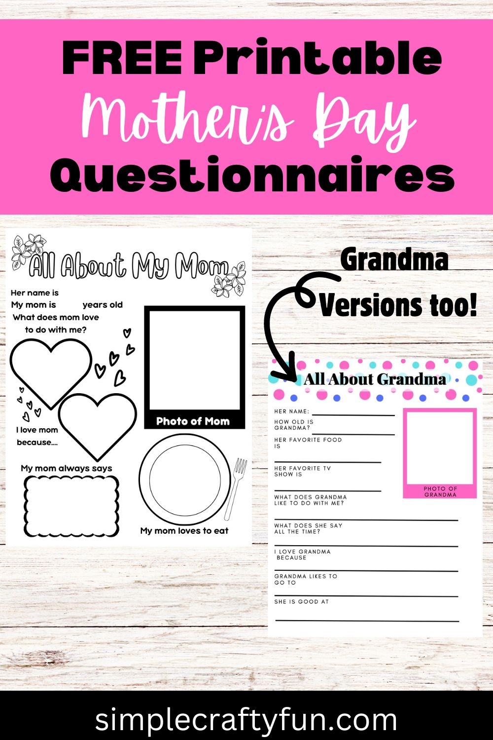 Free Printable Grandma Mother s Day Questionnaires 