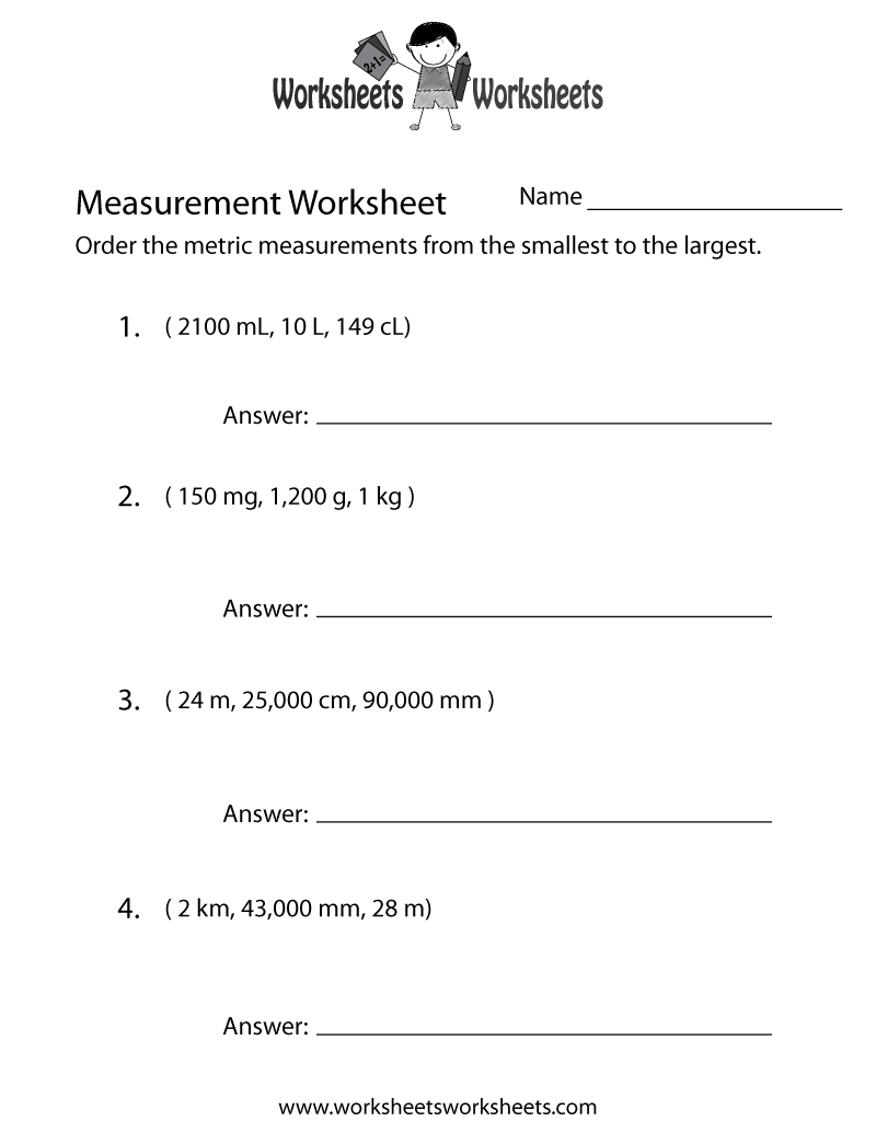 Free Printable Metric Measurement Worksheet