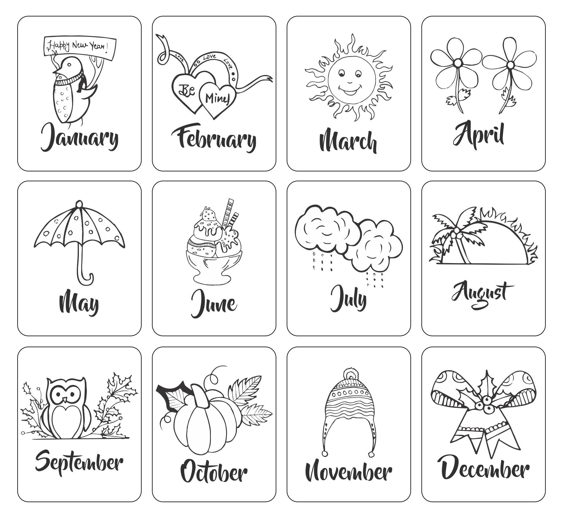 Months Of The Year Chart Free Printable