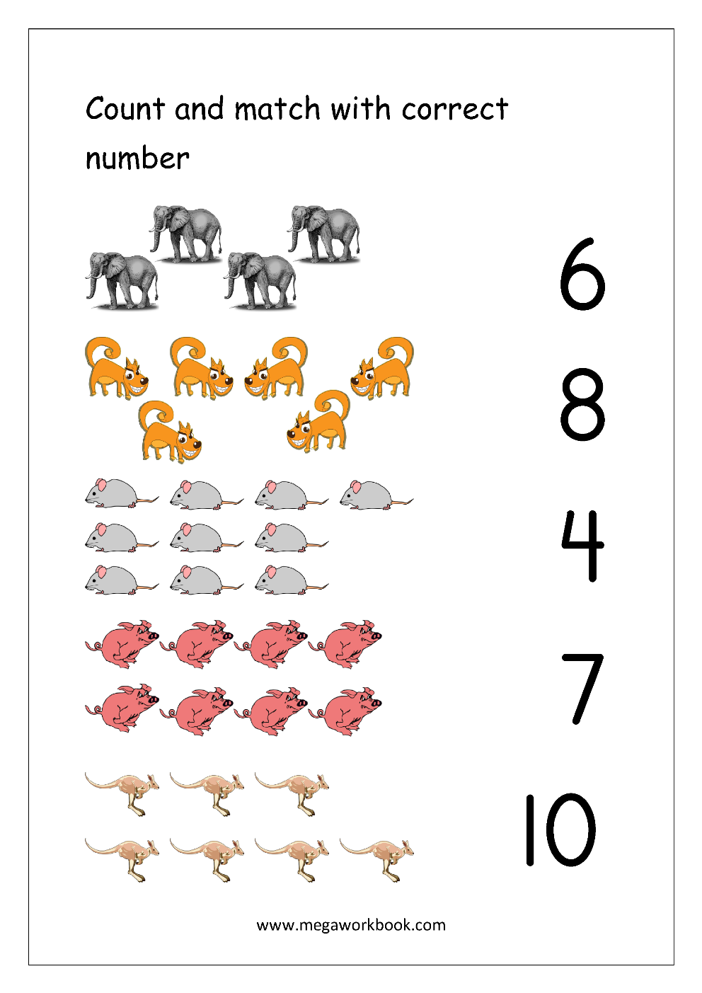 Free Printable Number Matching Worksheets For Kindergarten And Preschool Count And Match 1 10 MegaWorkbook