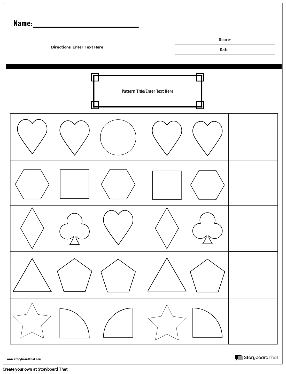 Printable Kindergarten Patterns Worksheets