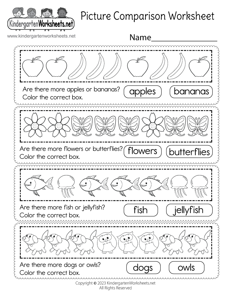 Free Printable Picture Comparison Worksheet