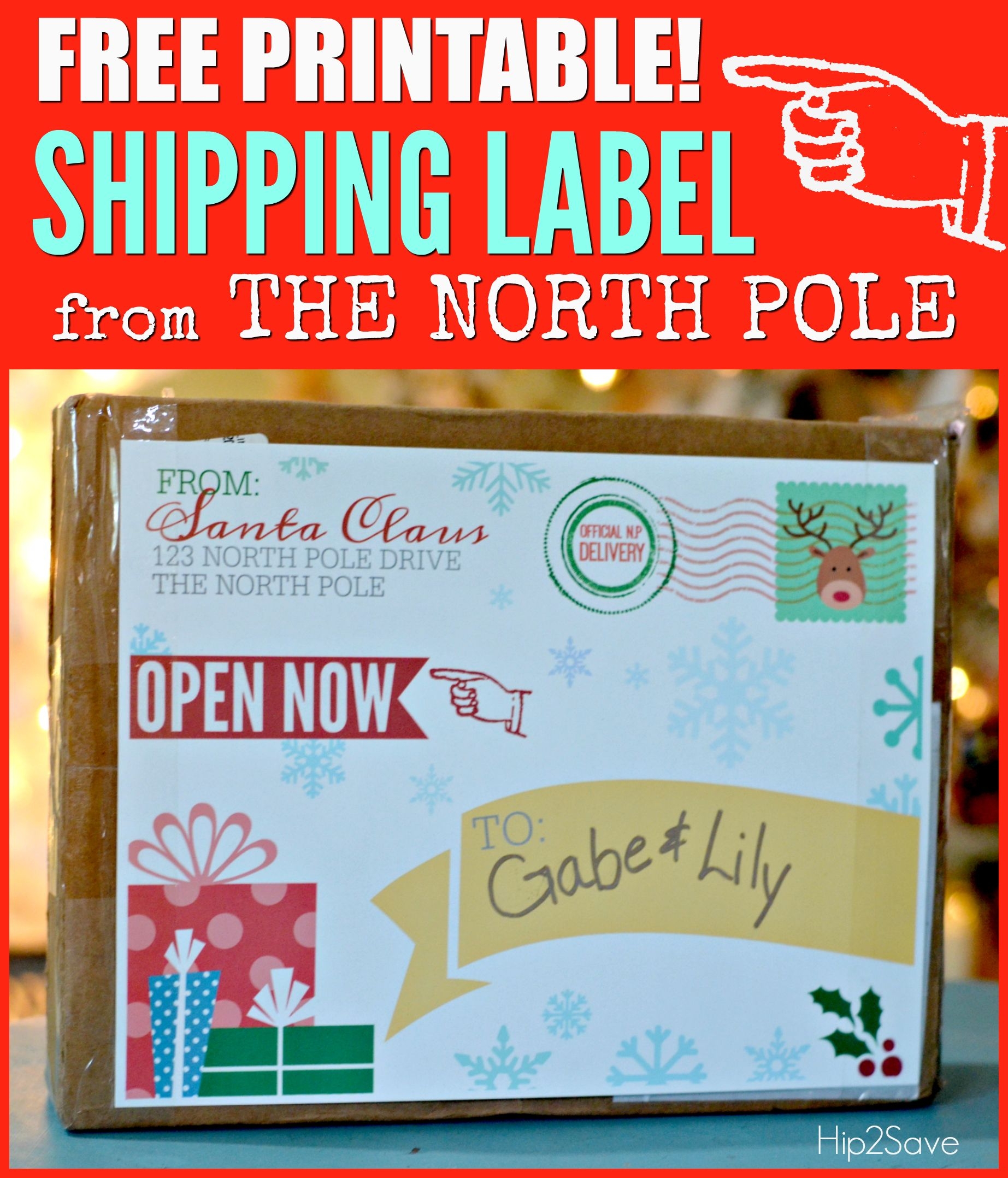 FREE Printable Shipping Label From Santa Claus Hip2Save Christmas Labels Printable Christmas Mailing Labels Labels Printables Free
