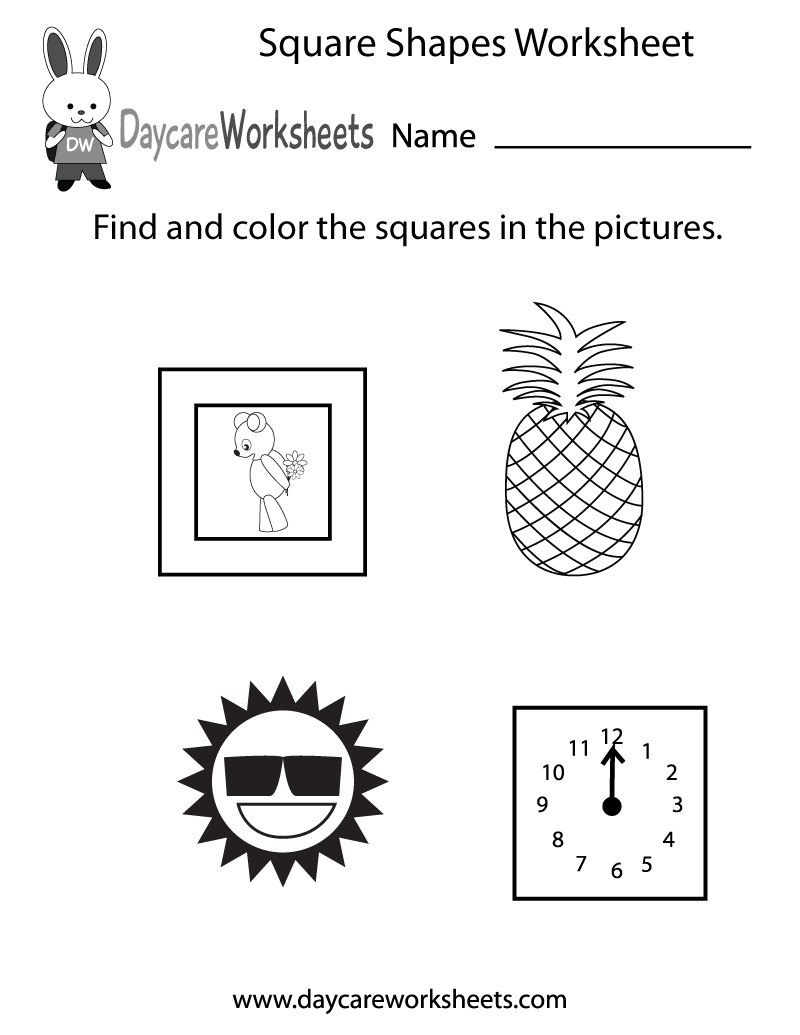 Free Printable Square Shapes Worksheet For Preschool
