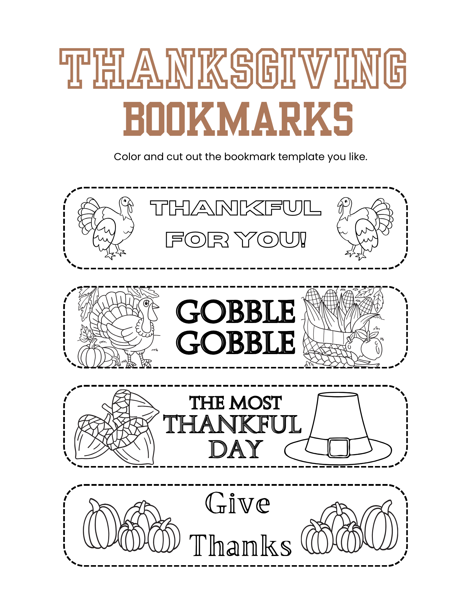 FREE Printable Thanksgiving Bookmarks To Color Xoxoerinsmith