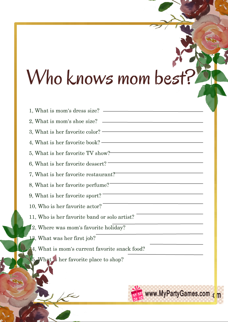 Mother'S Day Trivia Questions And Answers Printable