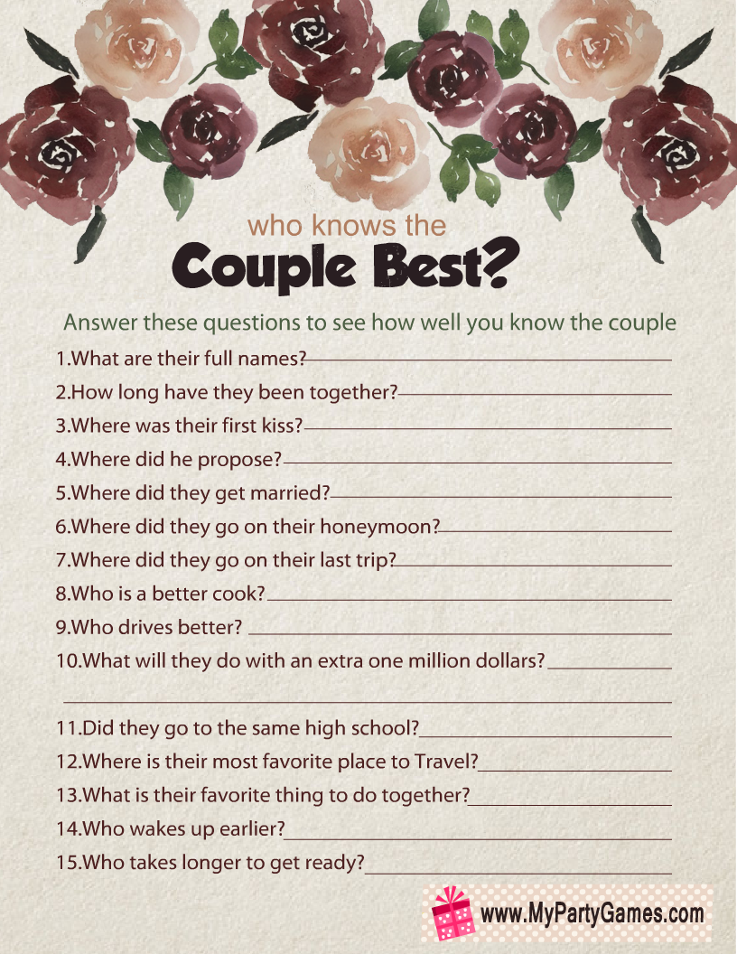Free Printable Who Knows The Couple Best Anniversary Game