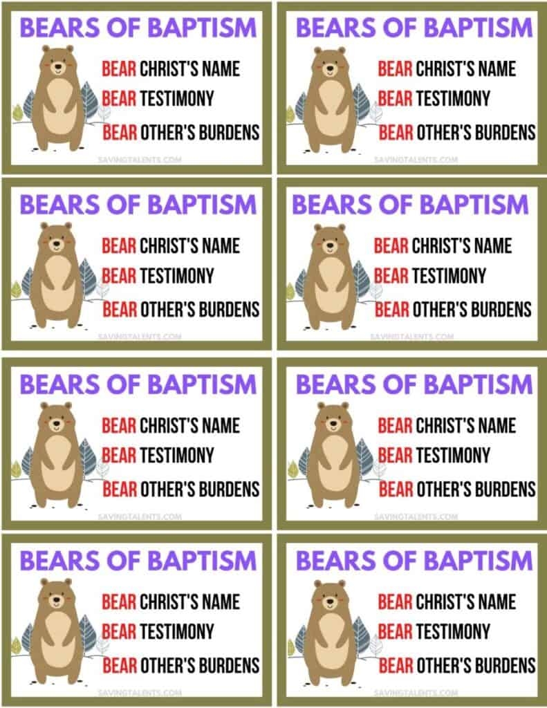 3 Bears Of Baptism - Free Printable