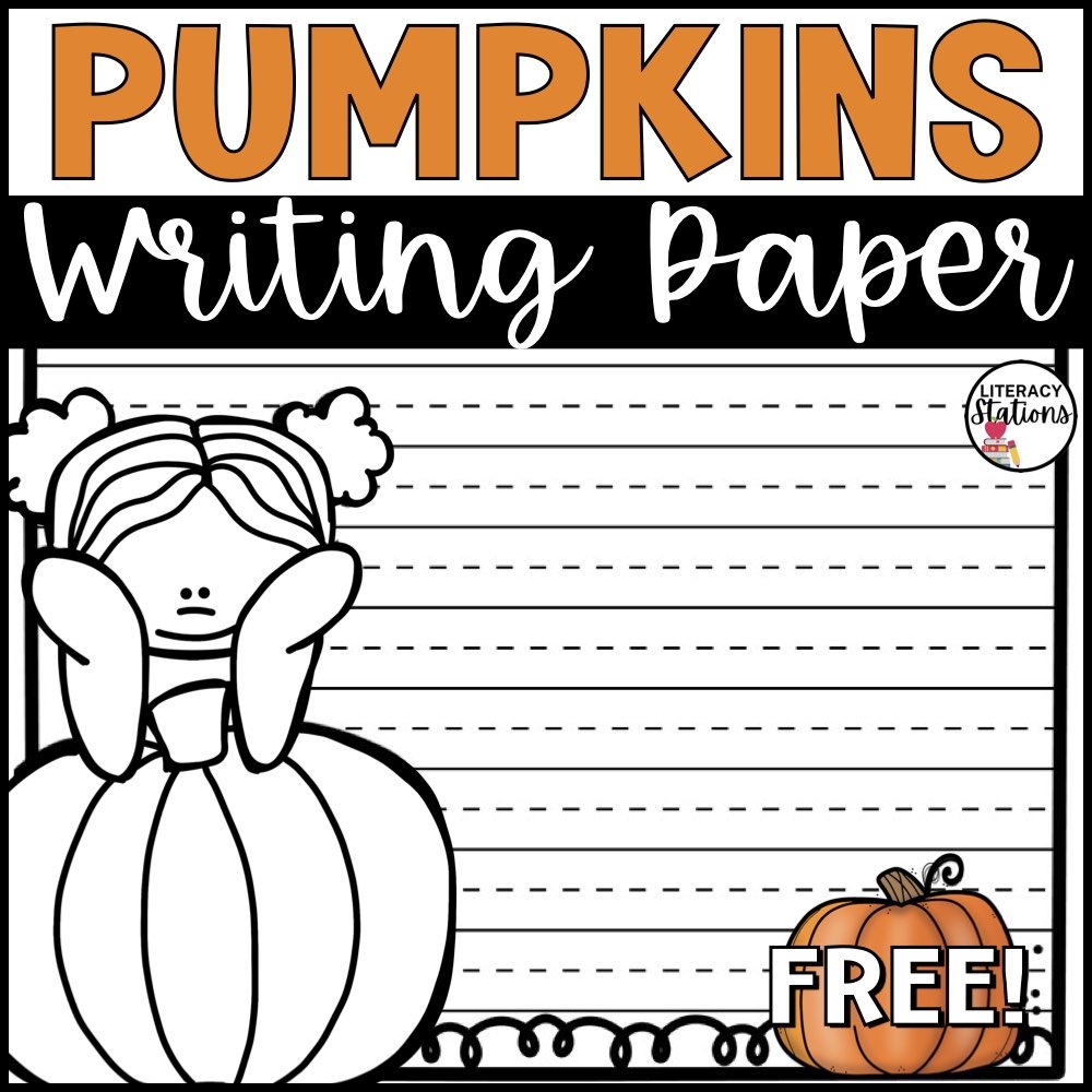 Free Pumpkin Writing Paper Literacy Stations