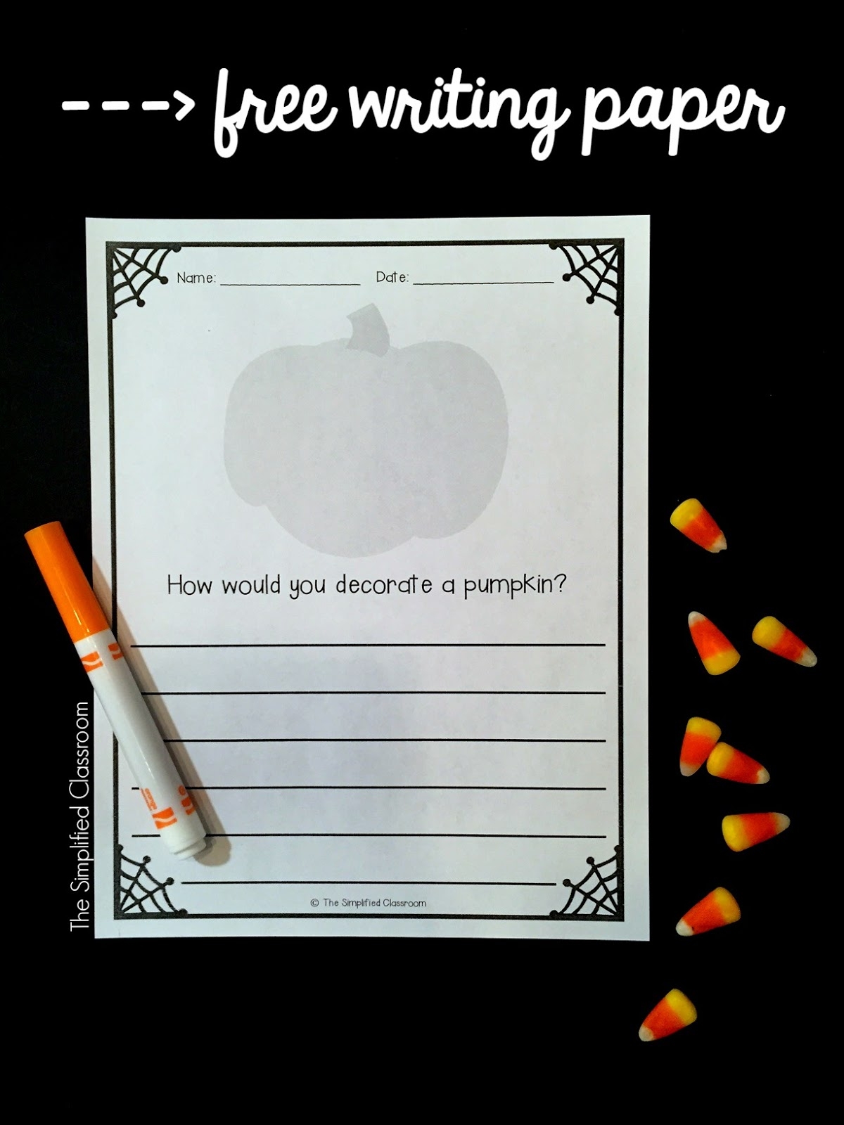 Free Pumpkin Writing Paper The Simplified Classroom