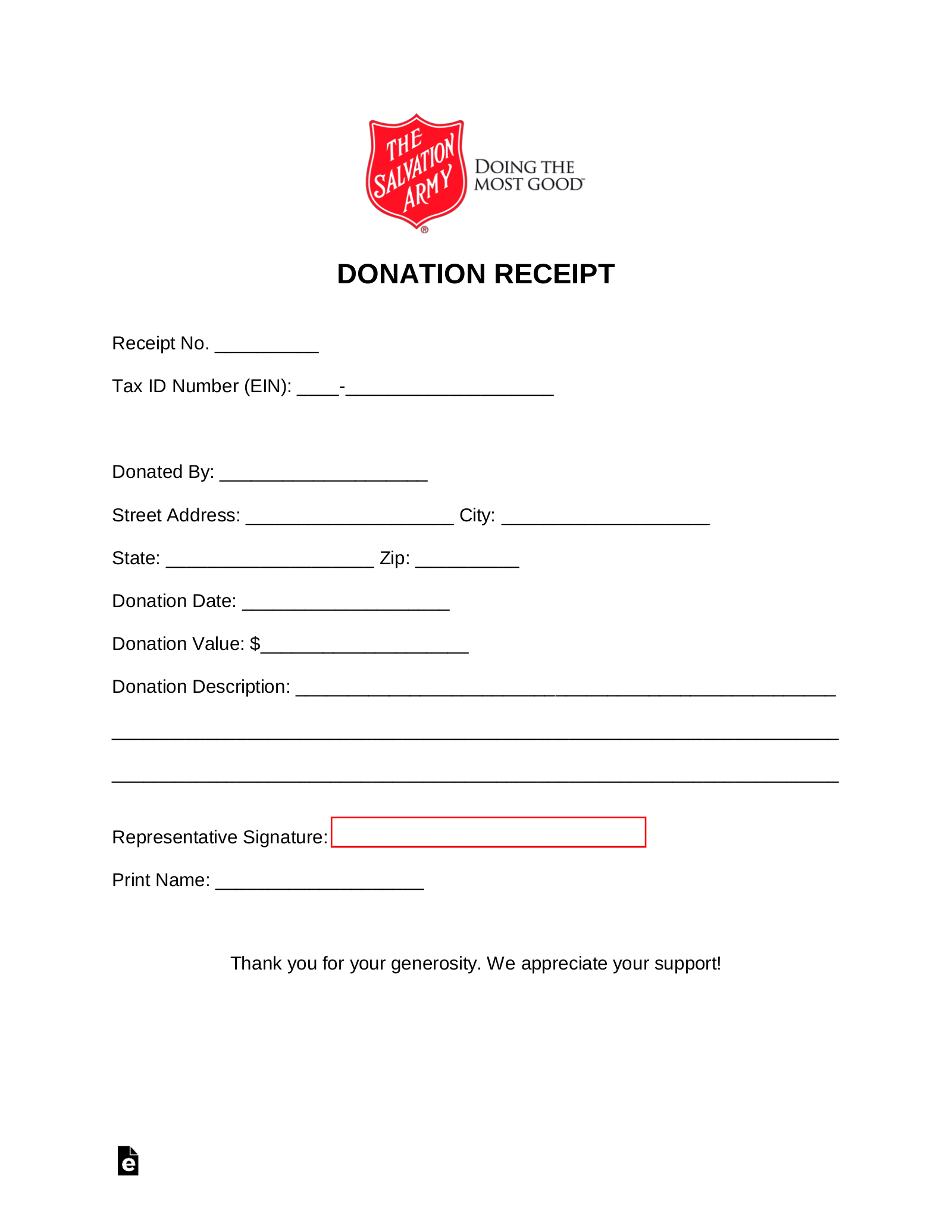 Salvation Army Donation Guide Printable
