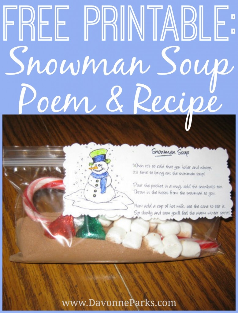FREE Snowman Soup Poem Printable Davonne Parks