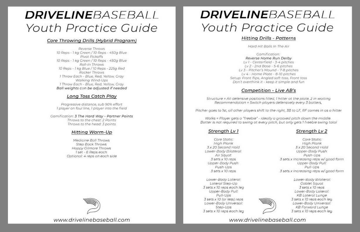 Free Youth Baseball Practice Guide Driveline Baseball
