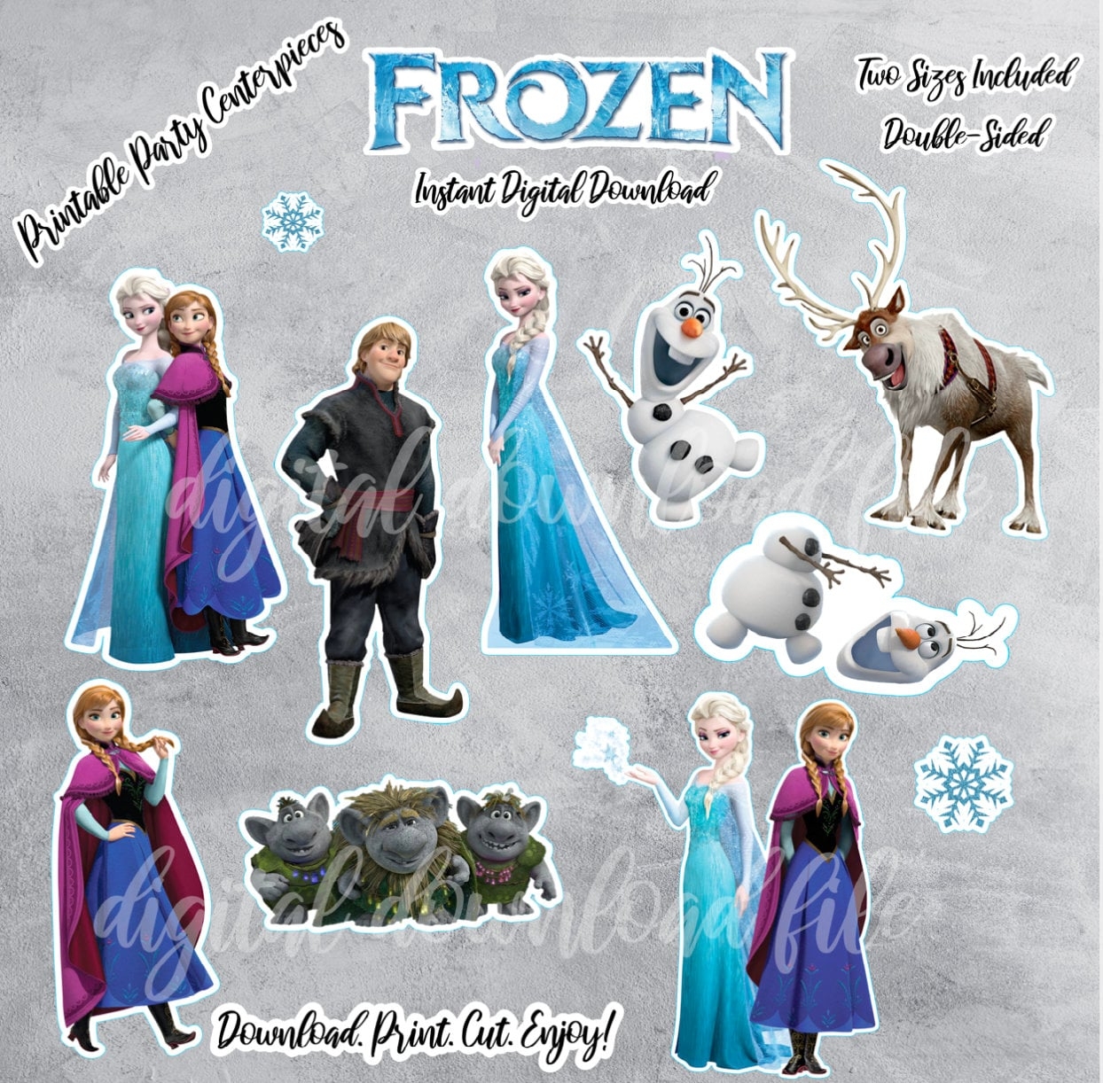 FROZEN Digital Centerpieces Printable Frozen Cake Topper Instant Download Frozen Centerpiece Elsa Olaf Frozen Birthday Party FROZEN Etsy
