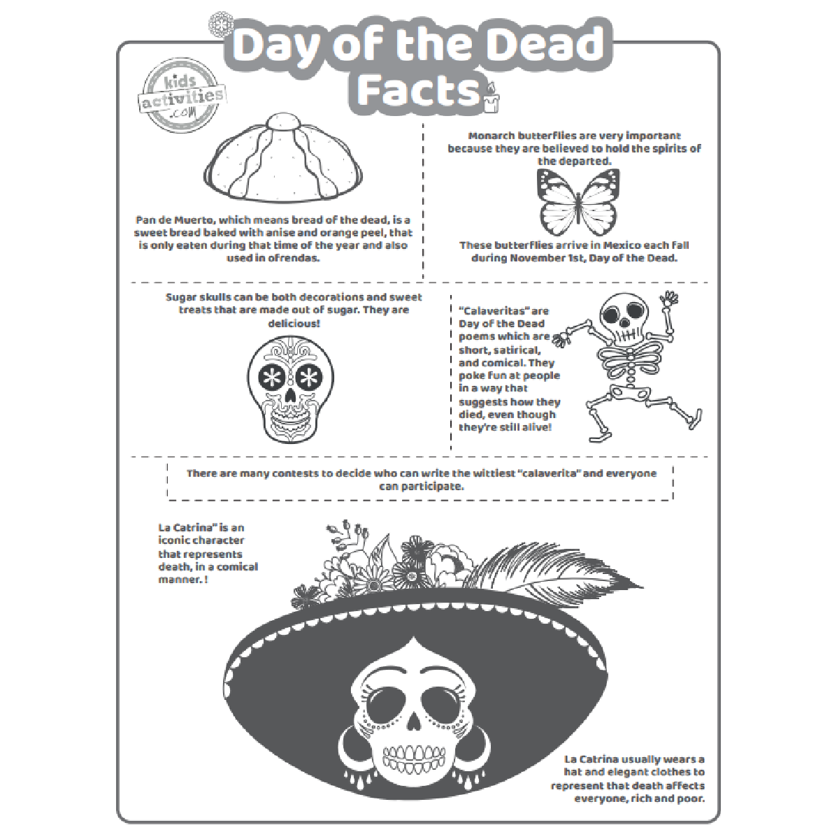 Fun Day Of The Dead Facts For Kids To Print And Learn Kids Activities Blog