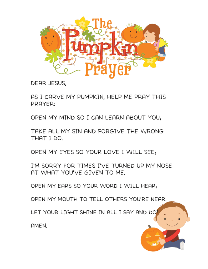Fun Pumpkin Prayer Printable Activity For Kids Free Faith Filled Food For Moms