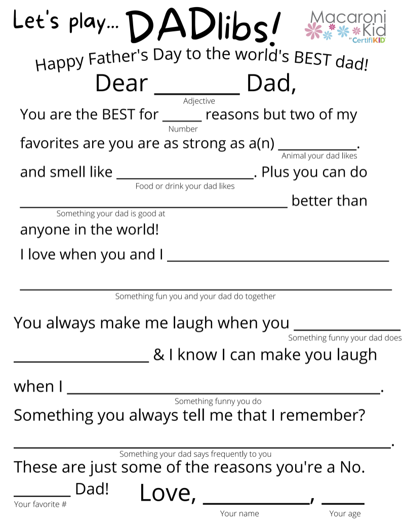 Get Your Free Father s Day Printable Let s Play DADLibs Macaroni KID National