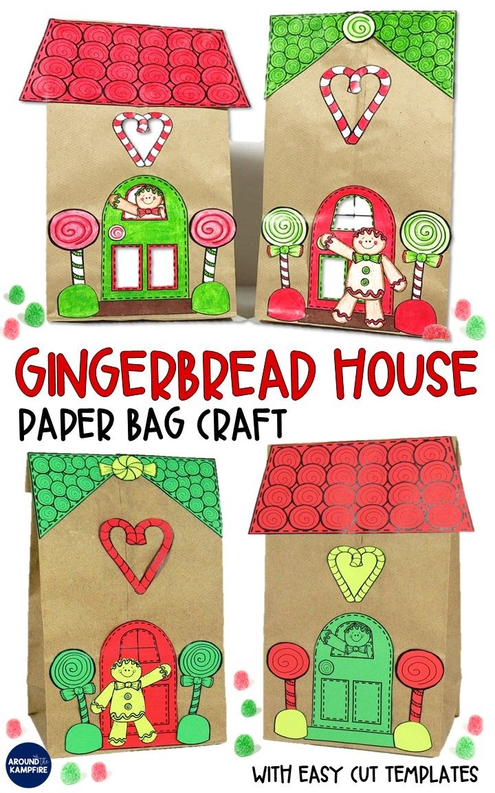 Gingerbread House Craft And Christmas Craft Gift Bag Preschool Christmas Christmas Kindergarten Christmas Classroom