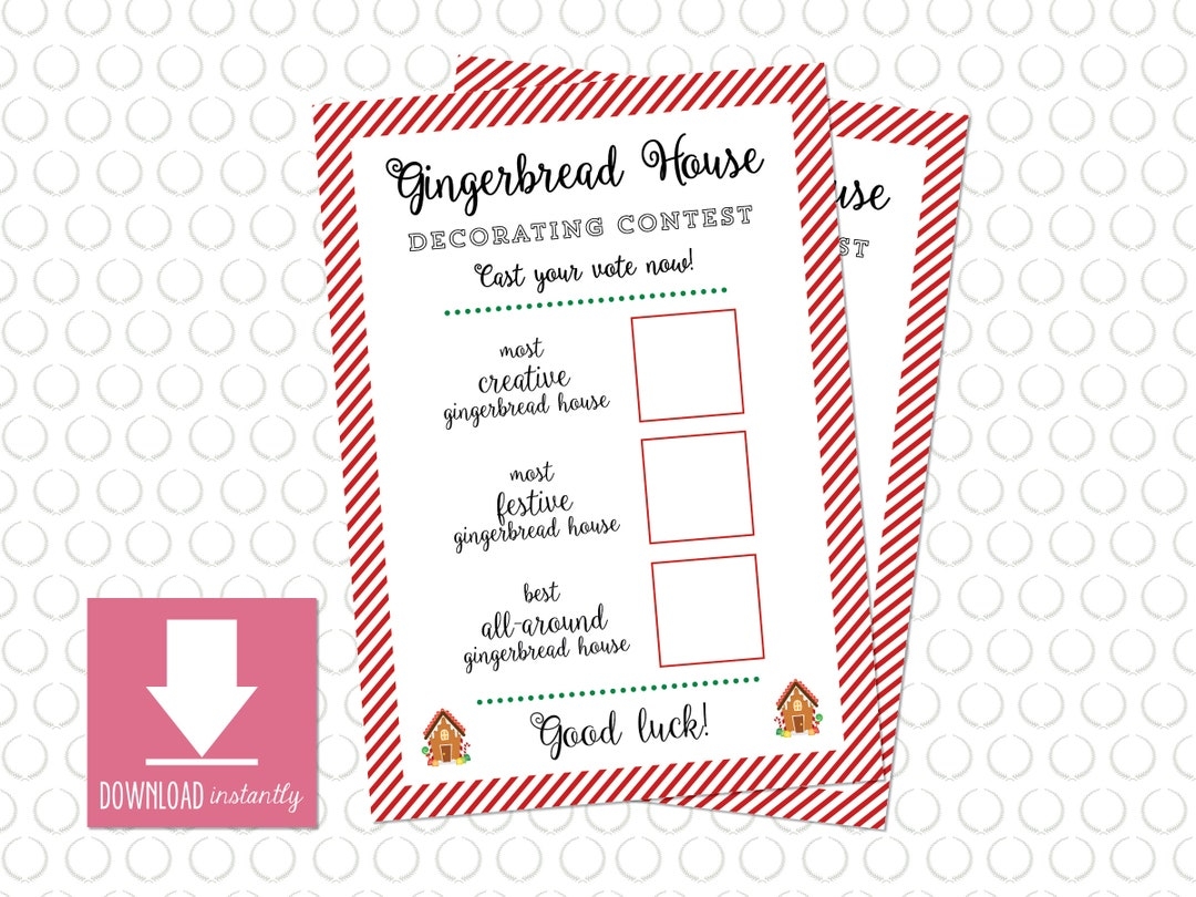 Gingerbread House Decorating Contest Voting Ballot For Christmas Party Instant Download Christmas Competition Etsy
