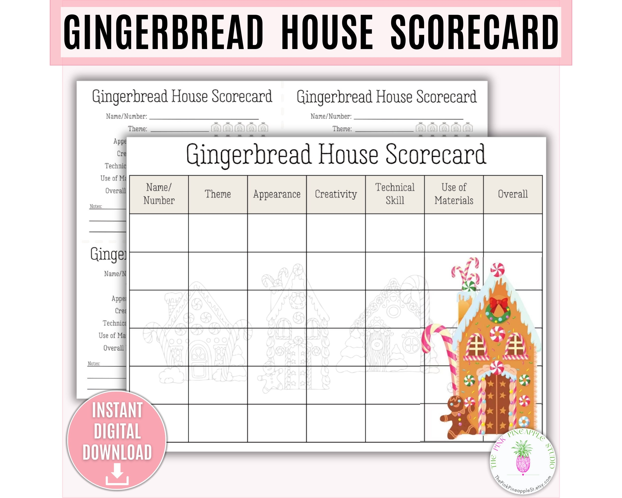 Gingerbread House Scorecard Printable Gingerbread House Contest Gingerbread House Design Gingerbread Evaluation Gingerbread Judging Etsy