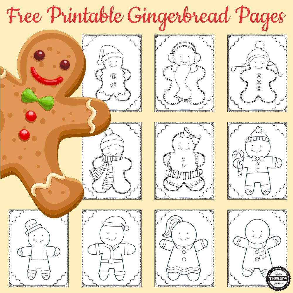 Gingerbread Man Coloring Pages PDF Free Your Therapy Source